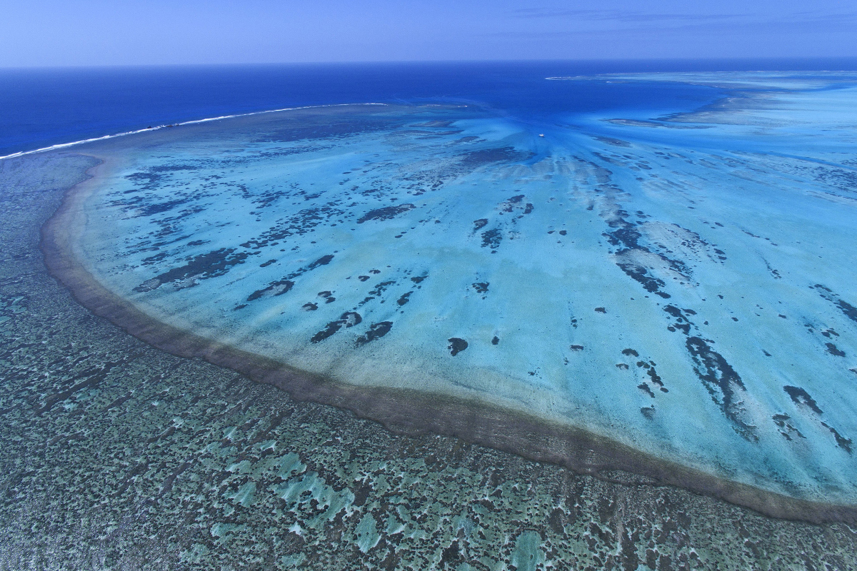 An aerial view of Elizabeth Reef