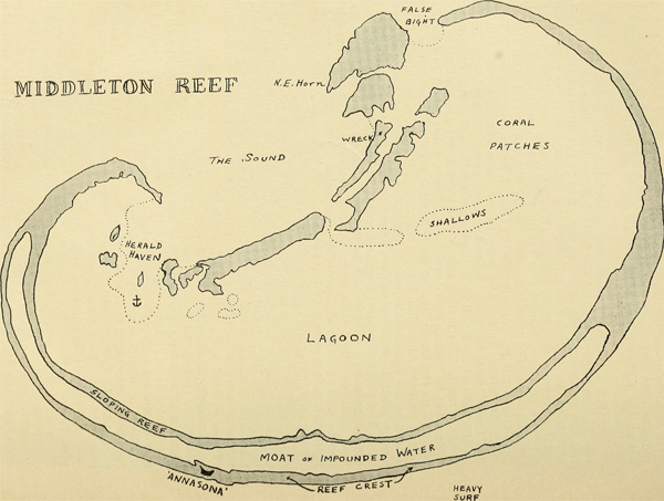 An old hand-drawn map of Middleton Reef