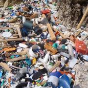 Marine debris on a beach